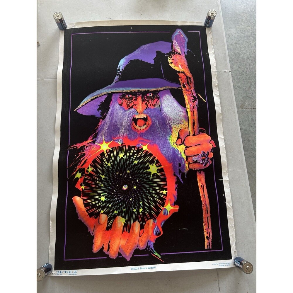 Opticz Mystic Wizard Blacklight Poster 23x35 Velvet Flocked 2011 BL6023